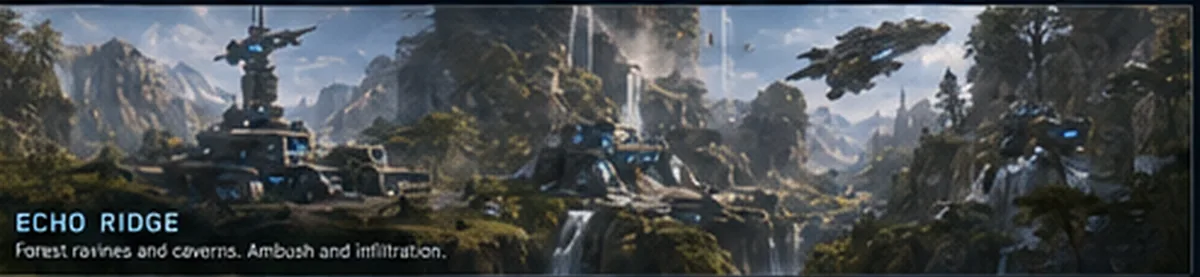 Echo Ridge map concept: forest ravines and caverns
