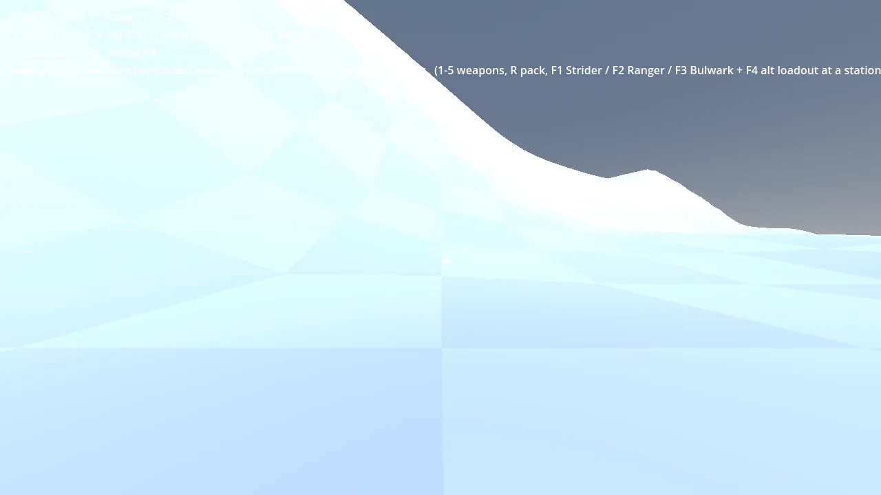 Development build: a runner on the Tallow test map, velocity readout in the corner
